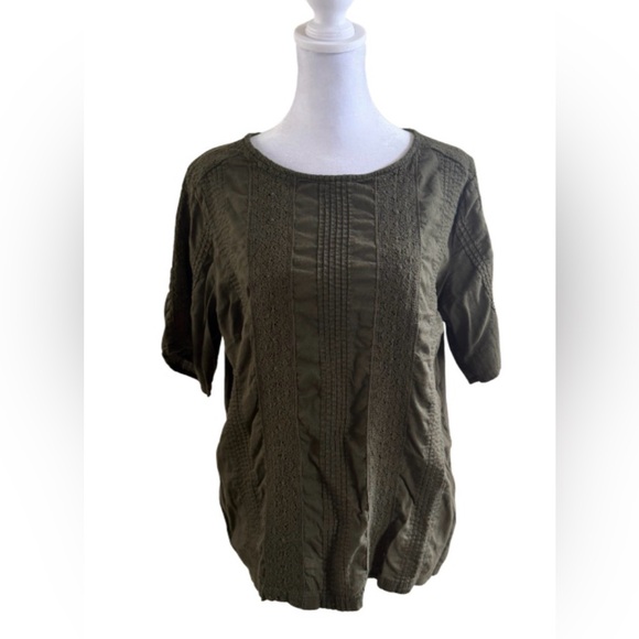 Old Navy Tops - Old Navy Olive Green Lace Panel Blouse